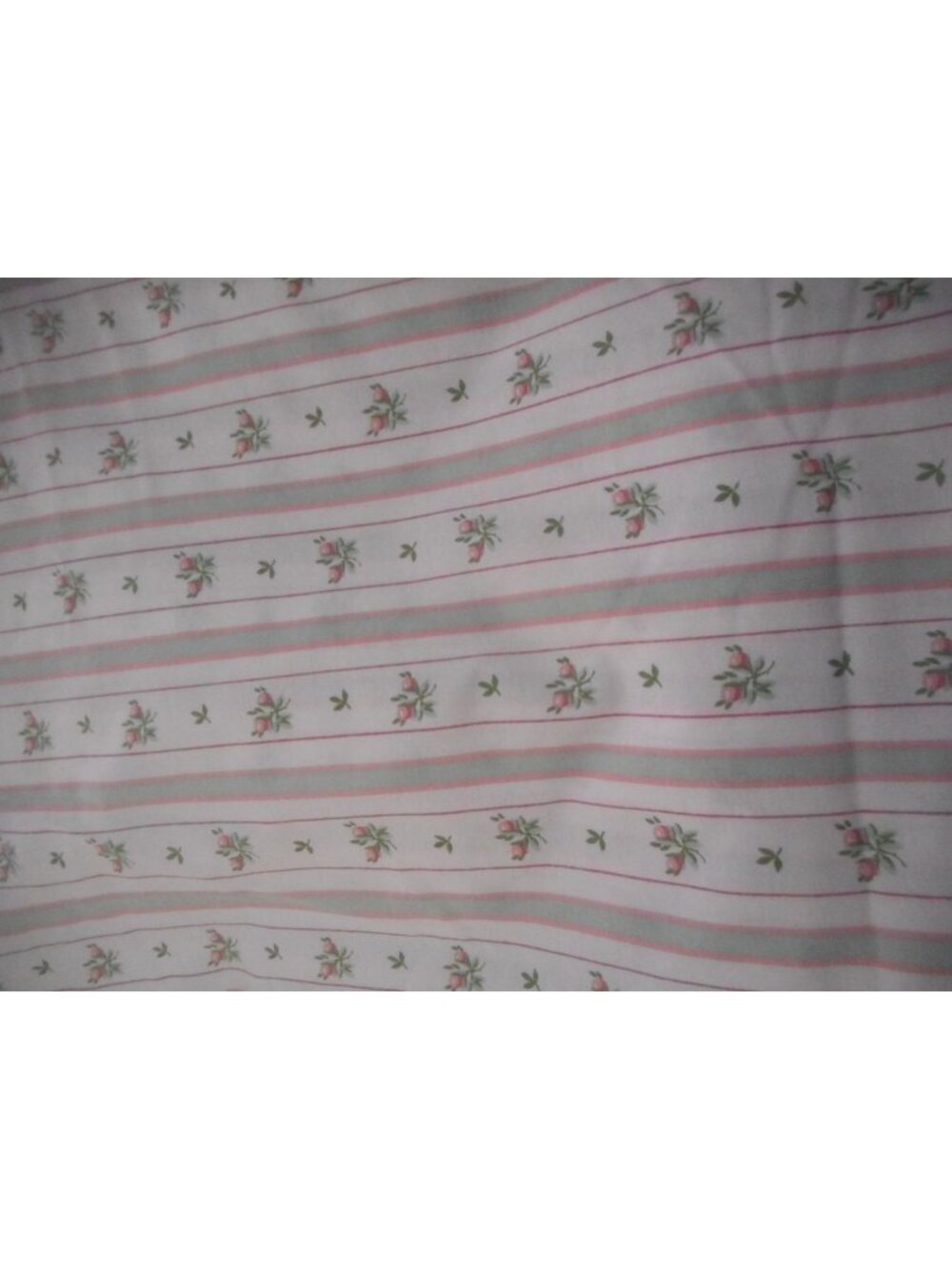 1980s Westpoint Stevens Full Flat Sheet cotton/poly Floral pink green stripe